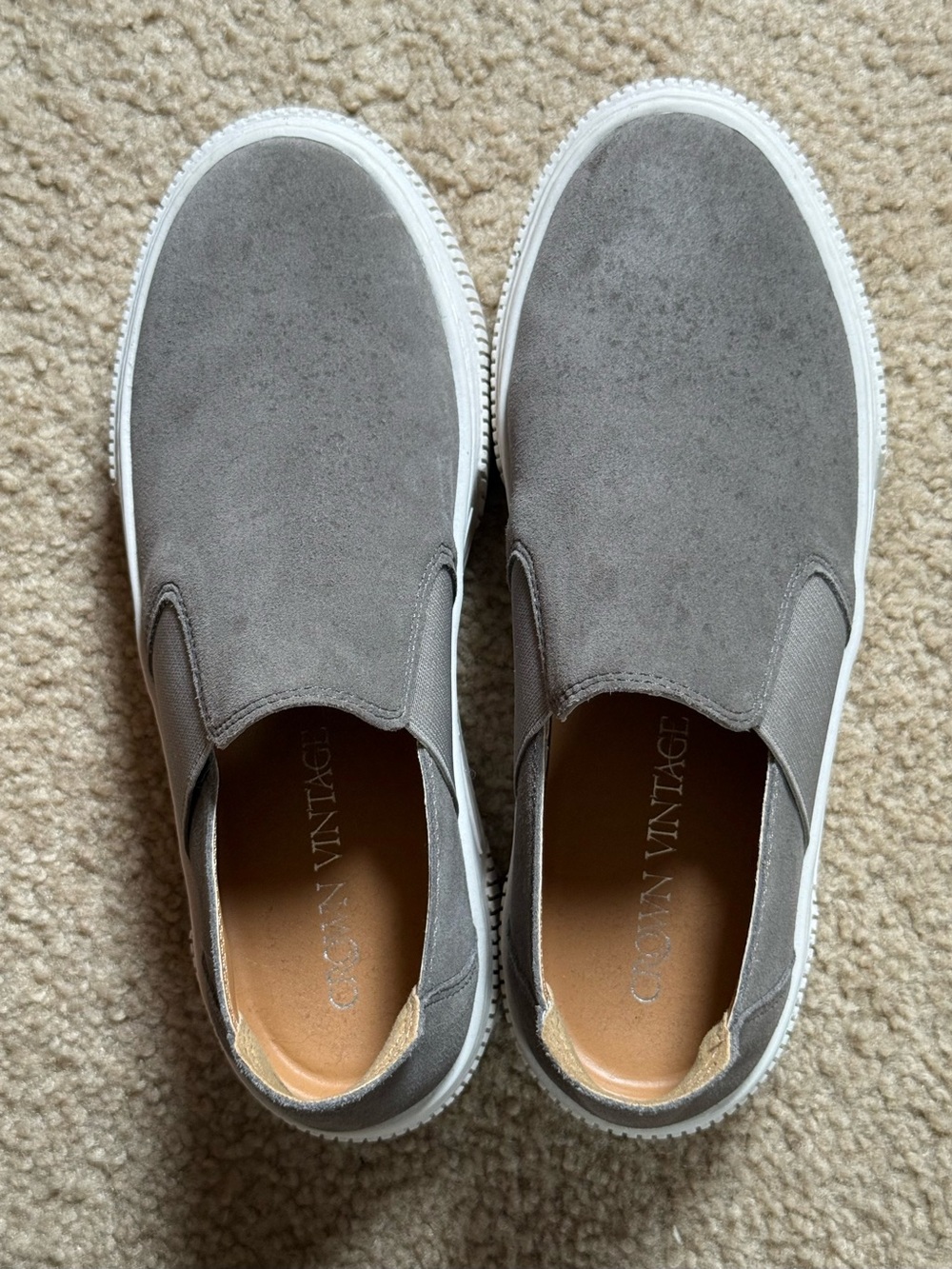 Crown Vintage Gray Suede Slip-On Sneakers